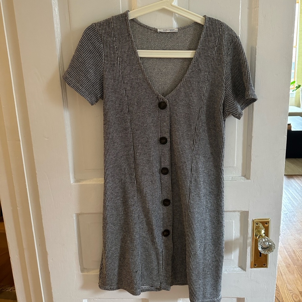 Zara Black and White Striped Mini Dress